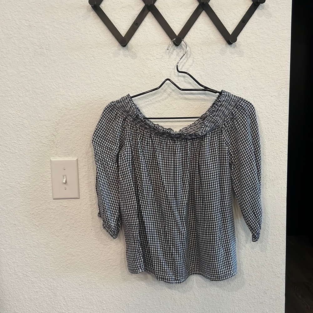 Old navy off the shoulder gingham shirt